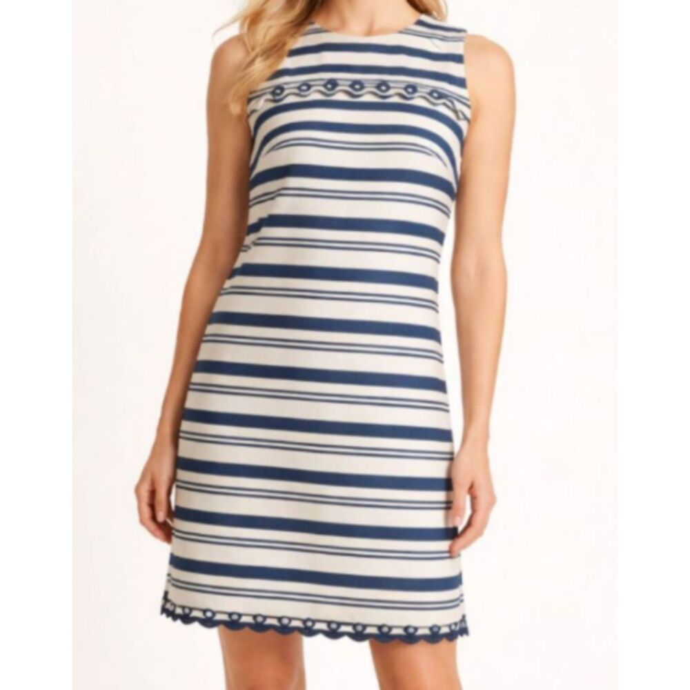 J. Crew Striped Scalloped Dress Size 4